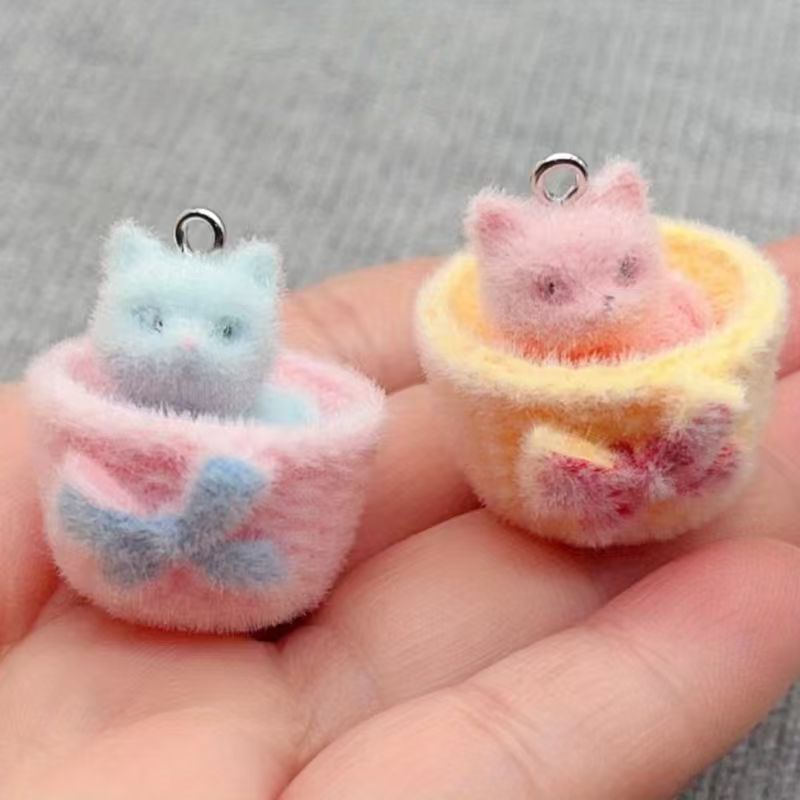 Resin Art Jewelry Kit - 4 adet 3D peluş reçine kedi