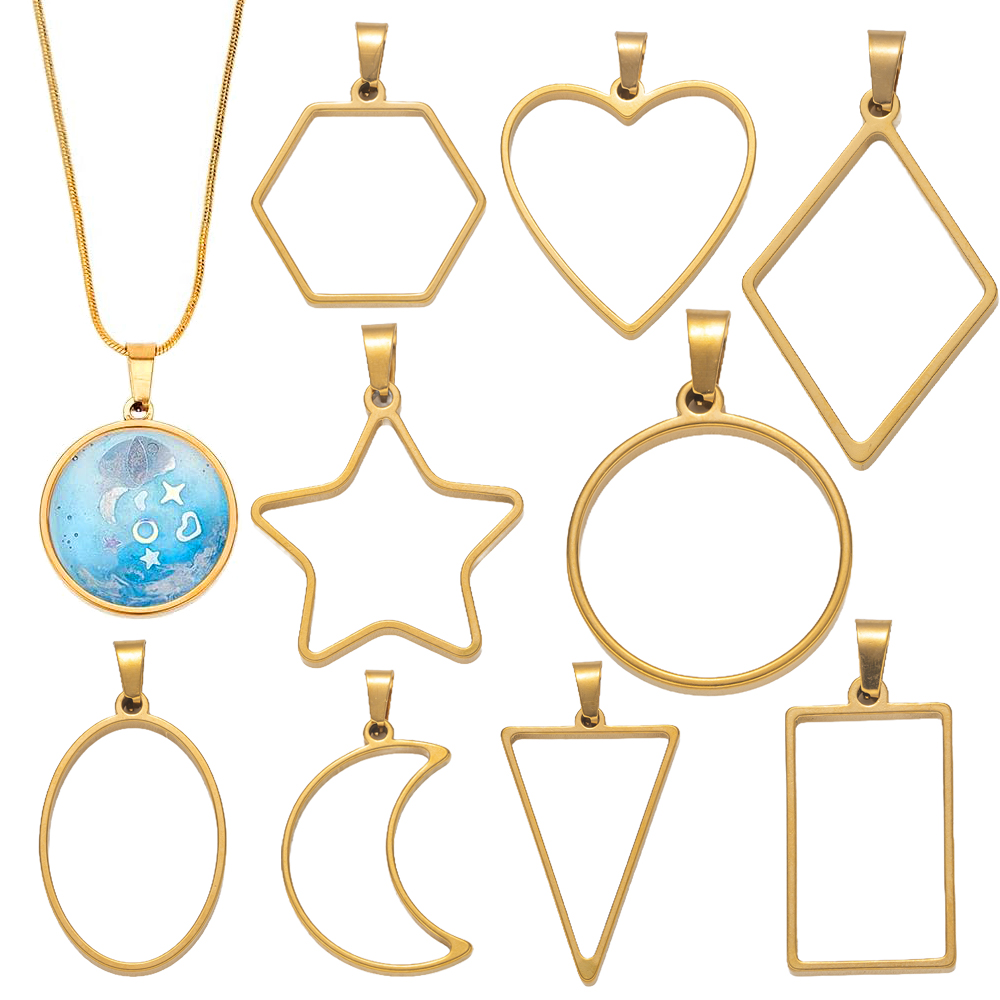 Resin Art Jewelry Kit - 5 adet Paslanmaz Çelik Açık Arka