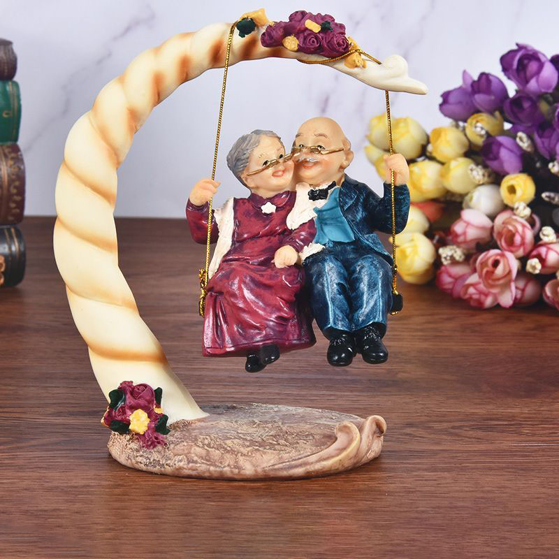 Resin Art For Wedding Gift - Çin Salıncağı Yaşlı Çiftler Reçine Figürleri