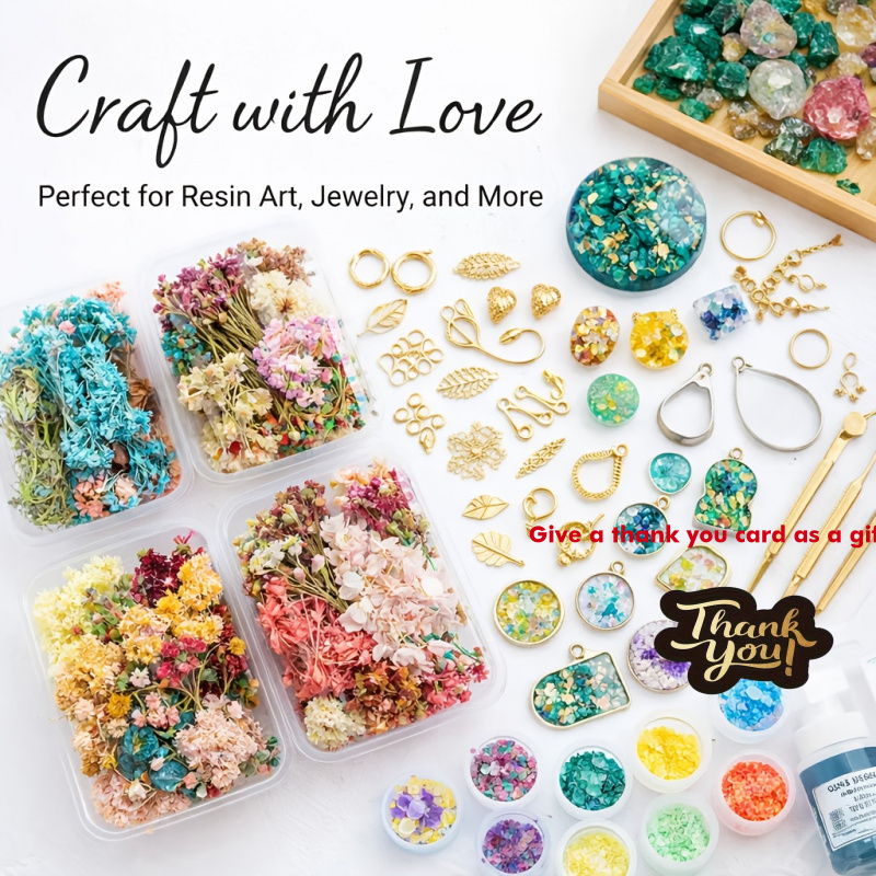 Resin Art For Wedding Gift - 10 Kutu Karışık Kurutulmuş Çiçek Buketi