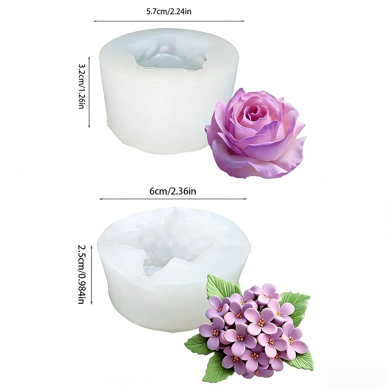 2 Adet 3D Gül Leylak Çiçeği Si - Resin Art Rose incelemesi ve fiyatı